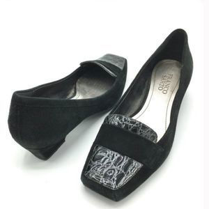 FRANCO SARTO Suede Croc Square Toe Loafer